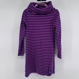 Vineyard Vines Kids XS Dress Striped Navy Blue‎ Pink Cowl Neck Long Sleeve